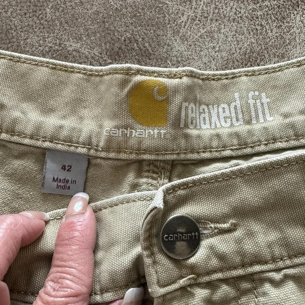 Carhartt Cargo Shorts Mens 42 Relaxed Fit Khaki Work Utility‎ Pocket Casual